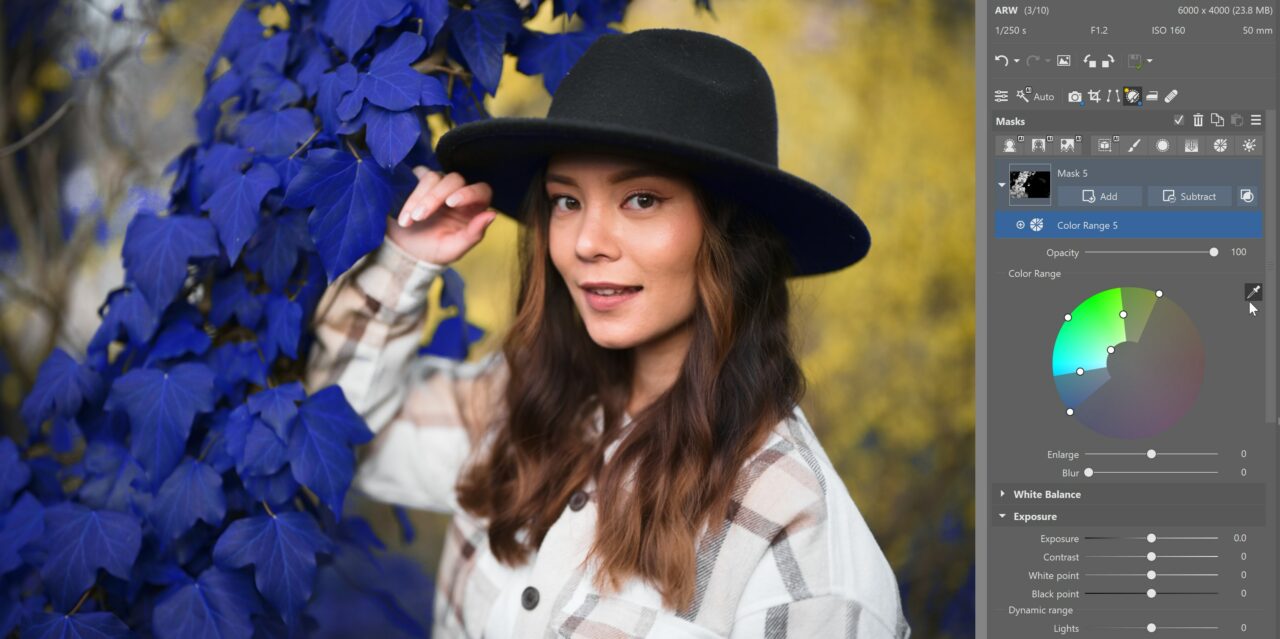 AI masks in Zoner Studio: Color Range