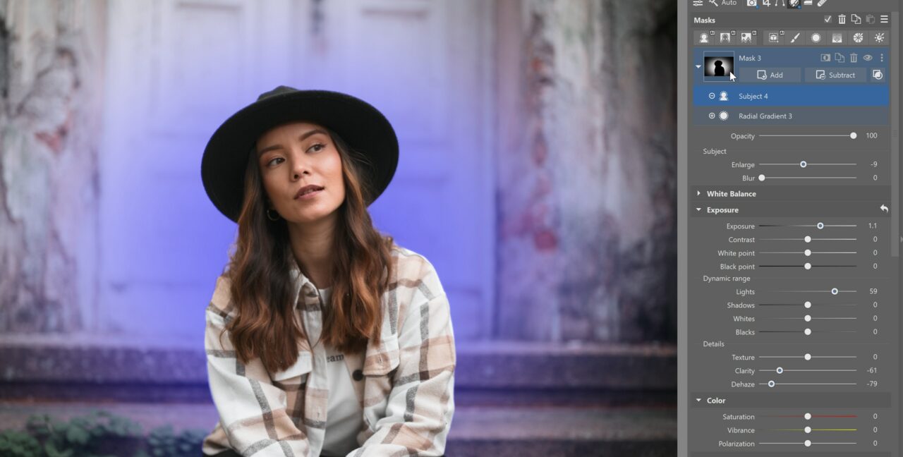 AI masks in Zoner Studio: subtracted