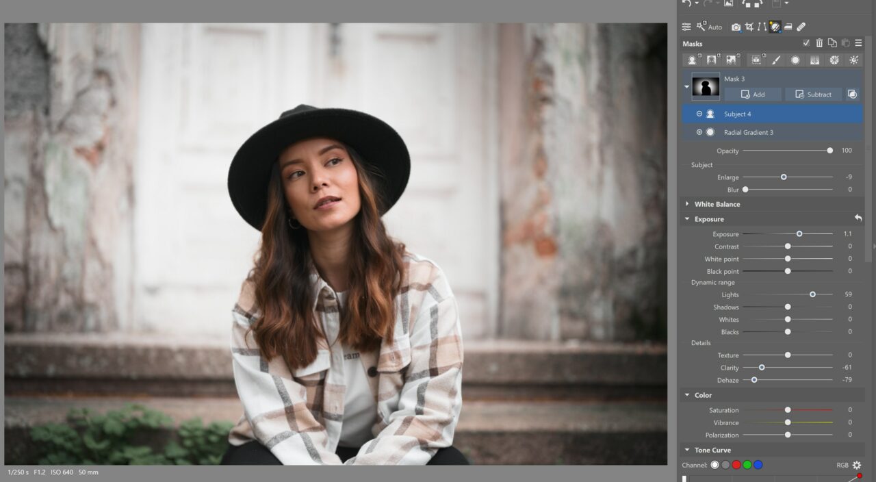 AI masks in Zoner Studio: subtle blurring