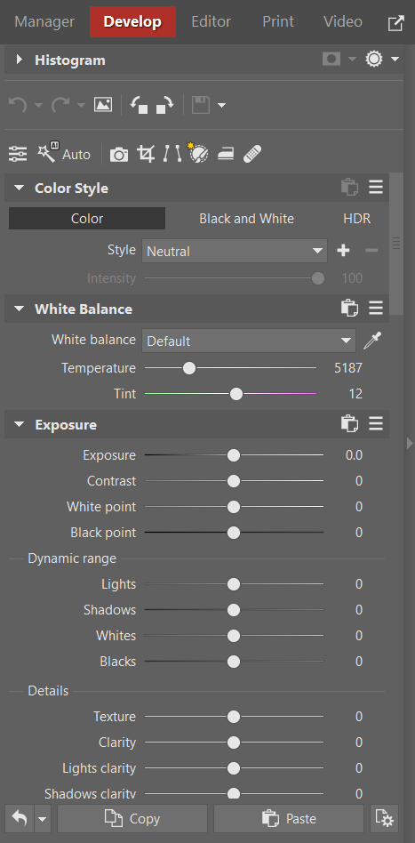 How to develop RAW - Develop module in Zoner Studio